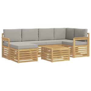 vidaXL Buiten bankenset 7 st 5-zits Wit en Lichtgrijs Polyester