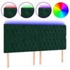 vidaXL Hoofdbord LED 200x7x118/128 cm fluweel donkergroen