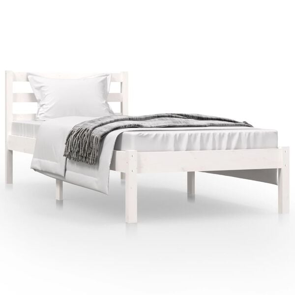 vidaXL Bedframe massief grenenhout wit 75x190 cm