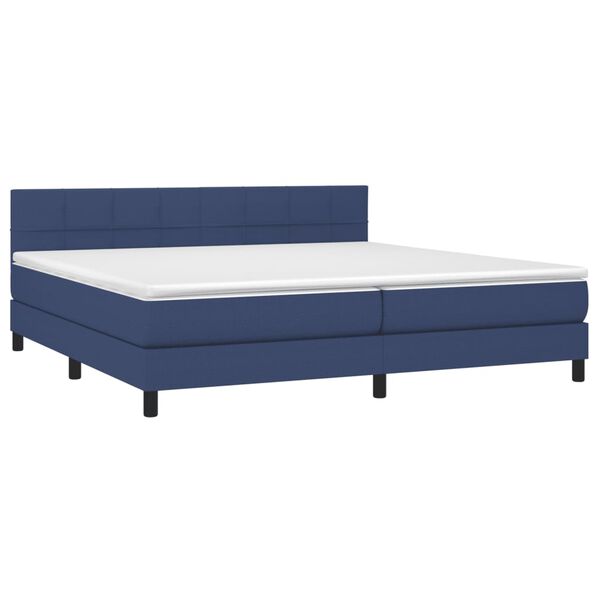 vidaXL Boxspring met matras en LED stof blauw 200x200 cm