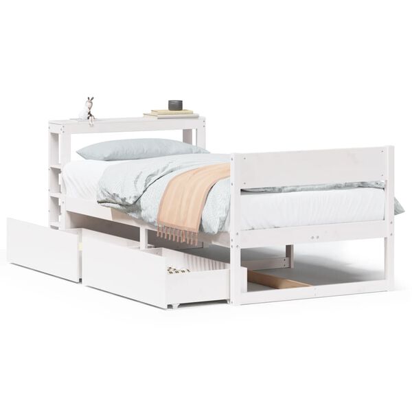 vidaXL Bedframe zonder matras massief grenenhout wit 90x200 cm