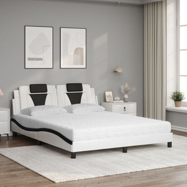 vidaXL Bed "Viana" met matras kunstleer wit en zwart 160x200 cm