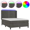 vidaXL Boxspring met matras en LED fluweel donkergrijs 140x190 cm