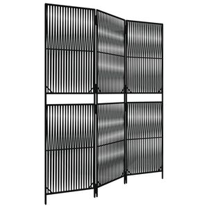 vidaXL Kamerscherm 3 panelen poly rattan zwart