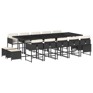 vidaXL 15-delige Tuinset met kussens poly rattan zwart
