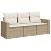vidaXL 3-delige Loungeset met kussens poly rattan beige