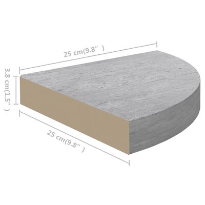 vidaXL Hoekwandschappen 4 st 25x25x3,8 cm MDF betongrijs