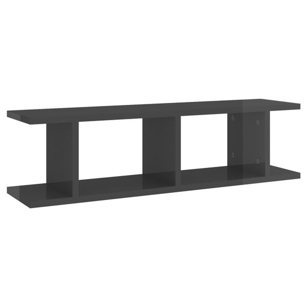 vidaXL Wandschappen 2 st 75x18x20 cm bewerkt hout hoogglans grijs