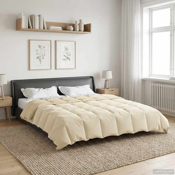 vidaXL Winter Dekbed Gekwilt Cr&egrave;me 220 x 240 cm Microfiber
