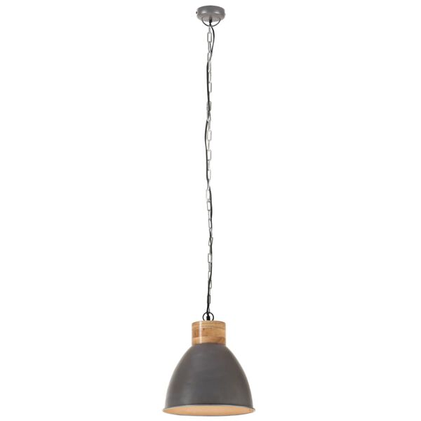 vidaXL Hanglamp industrieel E27 46 cm ijzer en massief hout grijs
