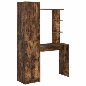 vidaXL Bureau met plank met opslag met de deur 2 st Gerookt eiken