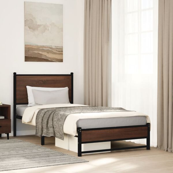 vidaXL Bedframe zonder matras metaal bruin eikenkleurig 90x190 cm