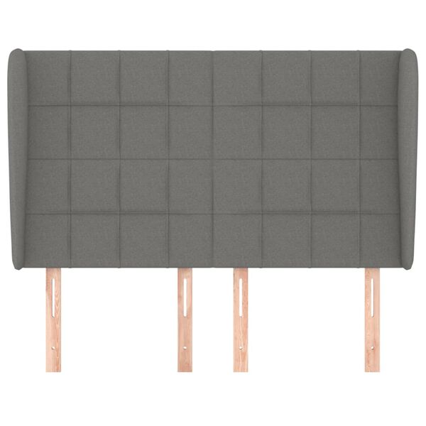 vidaXL Hoofdbord met randen 147x23x118/128 cm stof donkergrijs