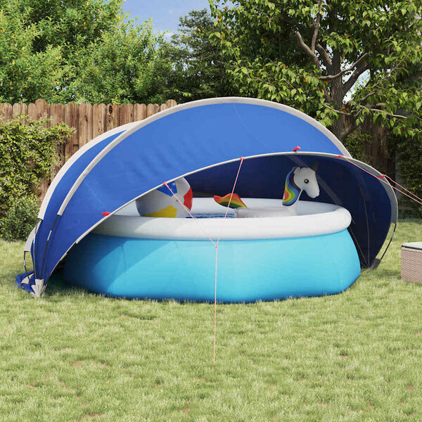 vidaXL Pooldome Blauw 405 x 405 x 192 cm 185T polyester met PU-coating