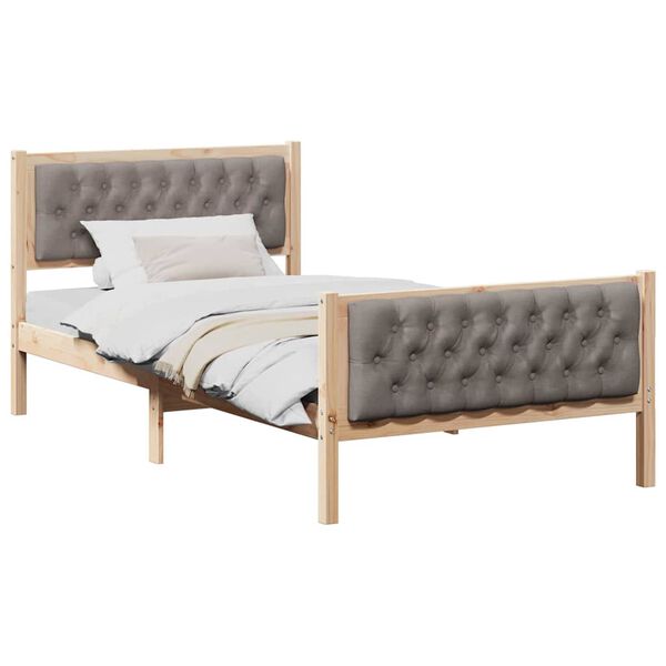 vidaXL Bedframe met hoofdeinde Taupe 100 x 200 cm Massief grenenhout