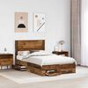 vidaXL Bedframe met hoofdeinde Oudhout 120 x 190 cm Bewerkt hout