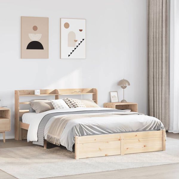 vidaXL Bedframe met hoofdbord massief grenenhout 150x200 cm