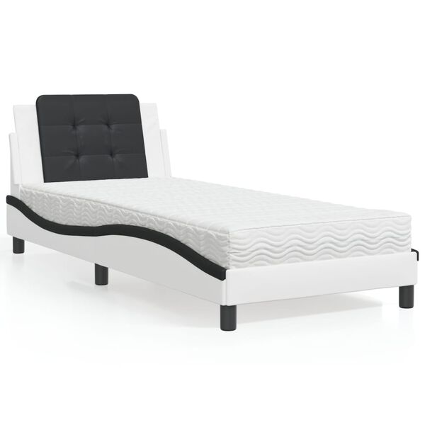 vidaXL Bedframe zonder matras "Zadar" kunstleer zwart en wit 80x200 cm