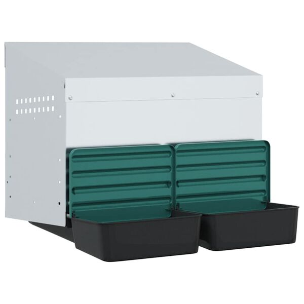 vidaXL Kippennestkast 2 compartimenten wandmontage gegalvaniseerd staal