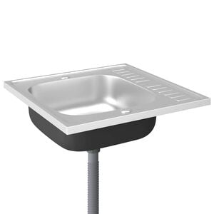 vidaXL Gootsteen met afvoerset 600x600x155 mm roestvrij staal zilver