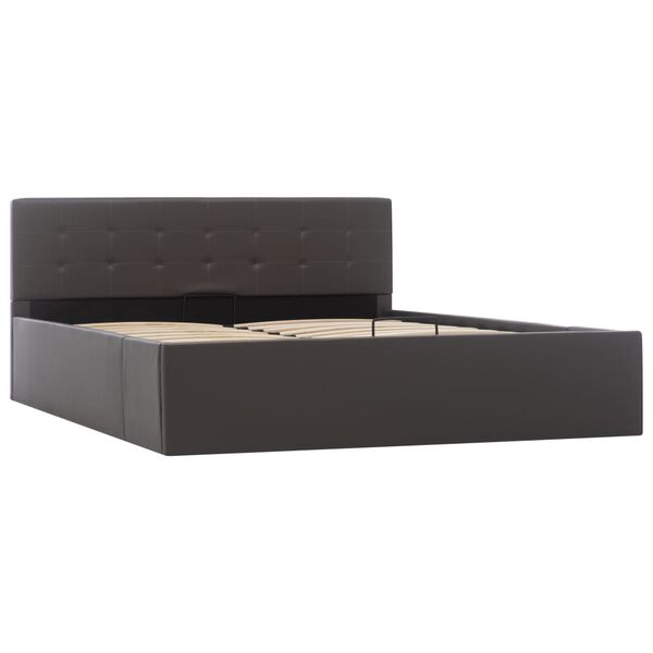 vidaXL Bedframe met opslag hydraulisch kunstleer grijs 140x200 cm