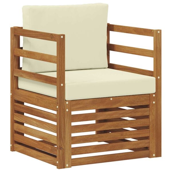 vidaXL Buiten bankenset Massief Acaciahout en Polyester Naturel