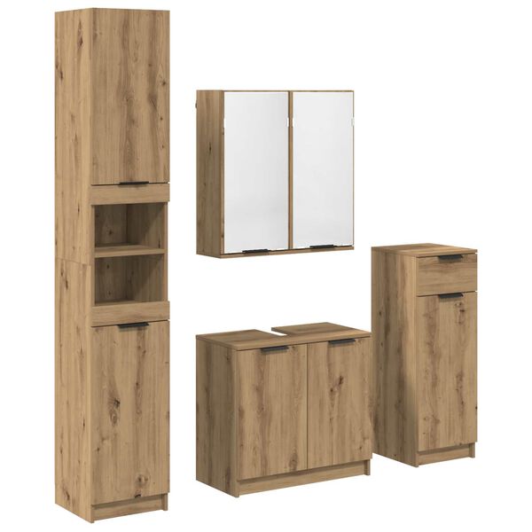 vidaXL Badkamermeubelset met lade 4 pcs Artisan Eiken Bewerkt hout