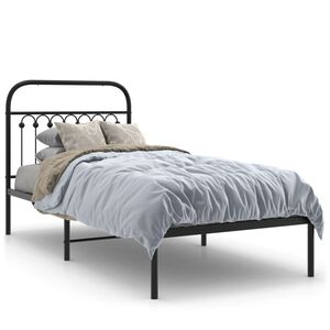 vidaXL Bedframe met hoofdbord metaal zwart 90x200 cm