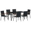 vidaXL Tuin eettafelset 7 pcs Zwart Poedercoating staal