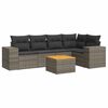 vidaXL 6-delige Loungeset met kussens poly rattan grijs