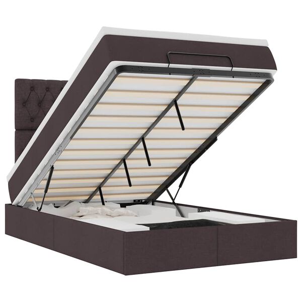 vidaXL Ottoman bed met matras en LED's 120x190 cm stof donkerbruin