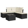 vidaXL 6-delige Loungeset met kussens poly rattan zwart
