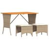 vidaXL 3-delige Tuinset met kussens poly rattan beige