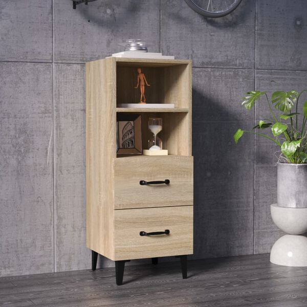 vidaXL Dressoir 34,5x34x90 cm bewerkt hout sonoma eikenkleurig