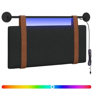 vidaXL Hangend hoofdbord Met LED-verlichting Zwart Antiek PU