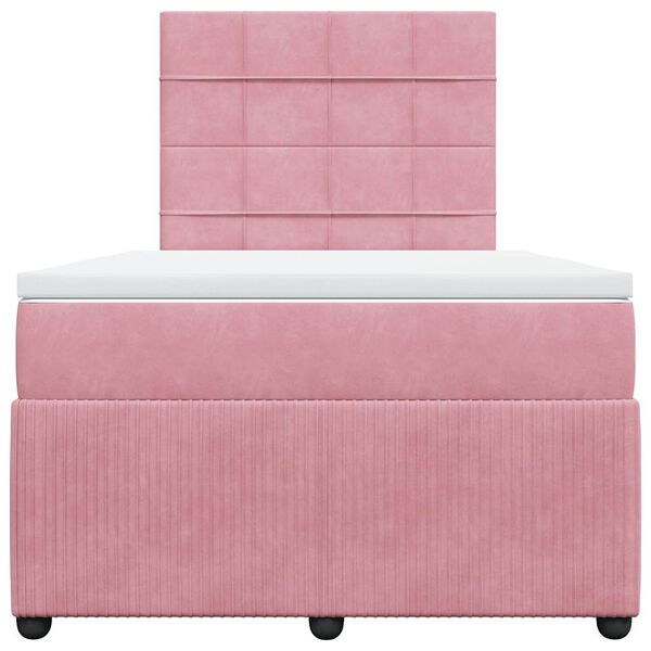 vidaXL Boxspring met matras fluweel roze 120x190 cm
