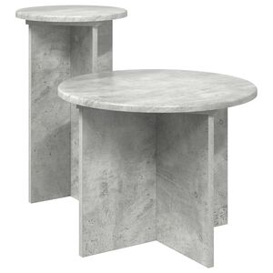 vidaXL Bijzettafelset 2 st Betongrijs &Oslash; 45 x 35 cm Bewerkt hout