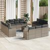 vidaXL 13-delige Loungeset met kussens poly rattan grijs