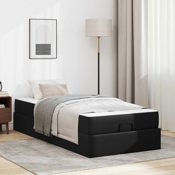 vidaXL Bedframe met matras met matras 2 pcs Zwart PVC