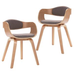 vidaXL Eetkamerstoelen 2 st gebogen hout en stof taupe
