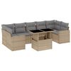 vidaXL 8-delige Loungeset met kussens poly rattan beige