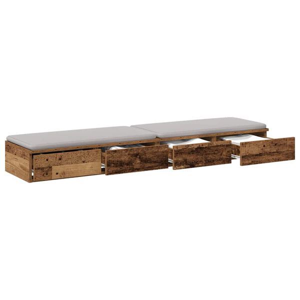 vidaXL Bedlades met lade Oudhout 160 x 36,5 x 16,5 cm Bewerkt hout