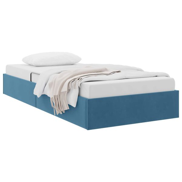 vidaXL Opslag bed met hoofdeinde Donkerblauw 90 x 190 cm Fluweel
