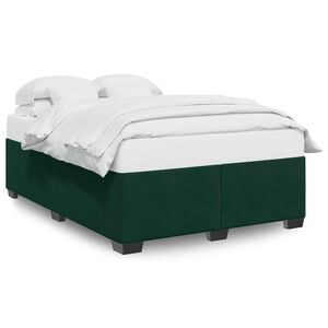 vidaXL Bedframe zonder matras 140x190 cm fluweel donkergroen