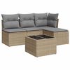 vidaXL 5-delige Loungeset met kussens poly rattan beige