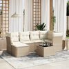 vidaXL 6-delige Loungeset met kussens poly rattan beige