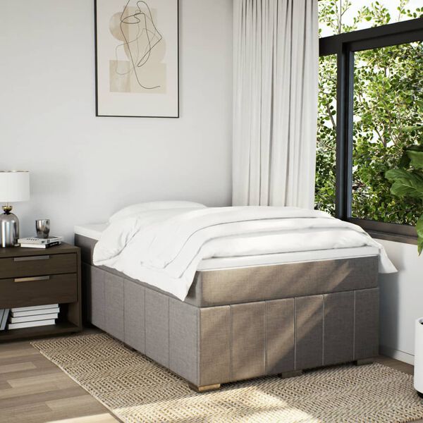 vidaXL Boxspring met matras stof taupe 120x200 cm