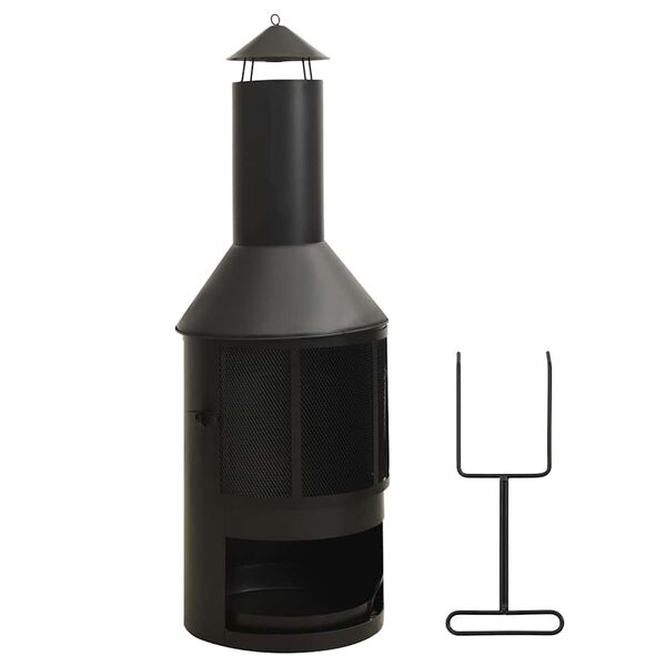 vidaXL Tuinkachel met rooster en pook 47x47x135,7 cm staal