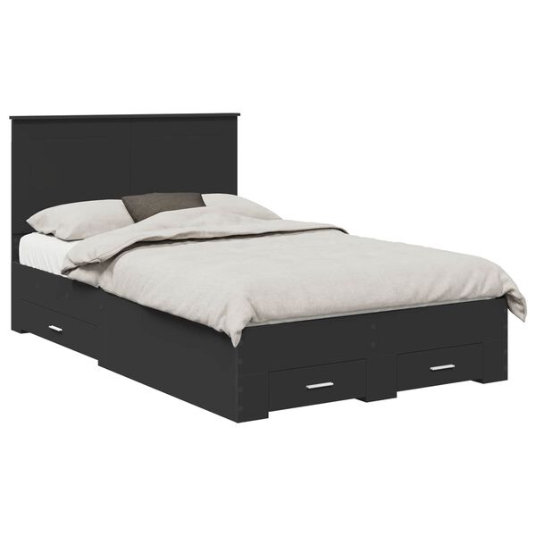 vidaXL Bedframe met hoofdeinde Zwart 120 x 190 cm Bewerkt hout