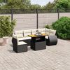 vidaXL 7-delige Loungeset met kussens poly rattan zwart